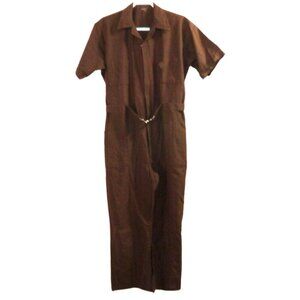 Vintage brown lightweight zip up coveralls Men's 42 Large 29" Inseam POCKET TORN